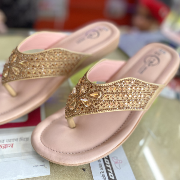 Rose Gold Floral Crystal Comfort Sandals