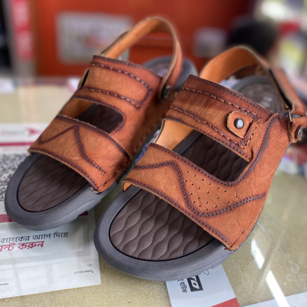 Tan Leather Dual-Strap Men's Sandals